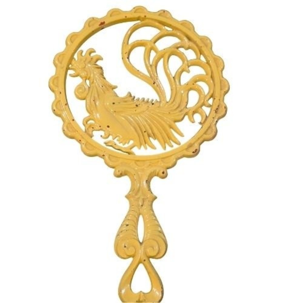 Vintage Sexton Yellow Cast Metal Rooster Trivet Farmhouse Kitchen Wall Decor 9in